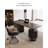 Modern Executive Desk with Cylindrical Drawer Unit and Asymmetrical Base-996411873