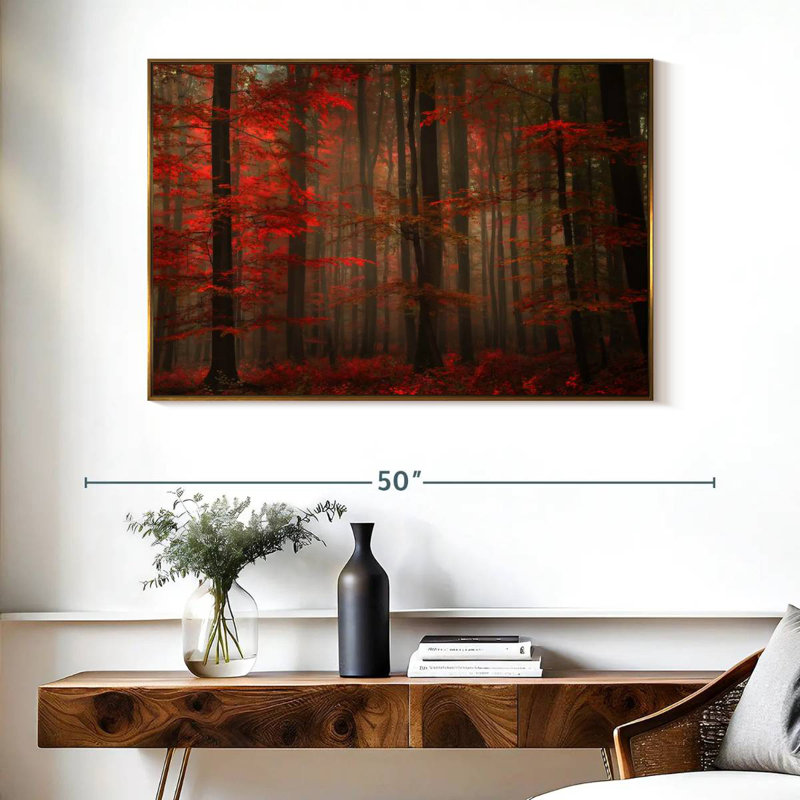 Fiery Autumn Forest, Cadre flottant doré, 40 po x 27 po