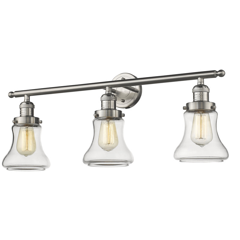 Éclairage de salle de bain à intensité variable 3 lumières Edda, Cuivre antique, Transparent