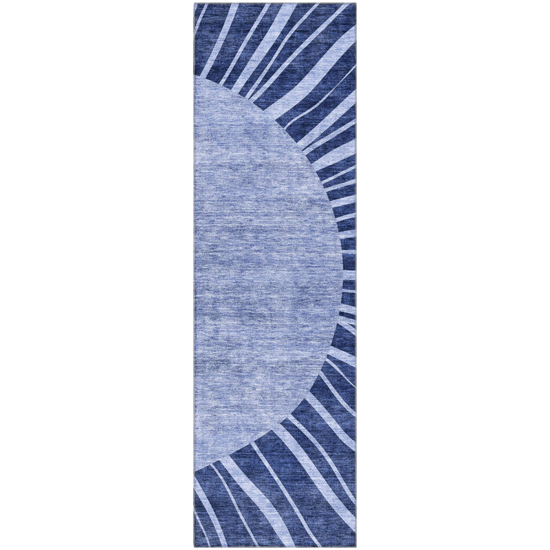 Premium Machine Washable Prisco Navy Rug, Runner 2'3" x 7'6"