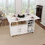 Table pliante multifonctionnelle avec tablettes et roulettes de rangement, bureau compact, table d'écriture