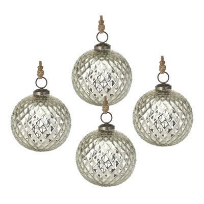 D5.1 "boules de Noël, boules de Noël suspendues en verre pour décorations de fêtes, lot de 4