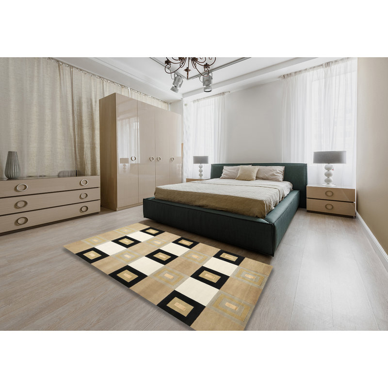Tapis gris/vert contemporain, Rectangle 4 pi x 6 pi