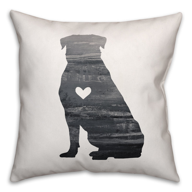  Coussin décoratif Silhouette Rottweiler, housse seulement, 16 po x 16 po, Noir / blanc