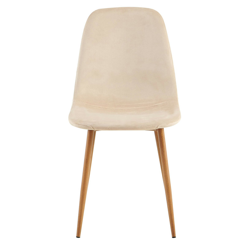 Allaina 55cm H Upholstered Metal Side Chair, Oak Wood, Cream