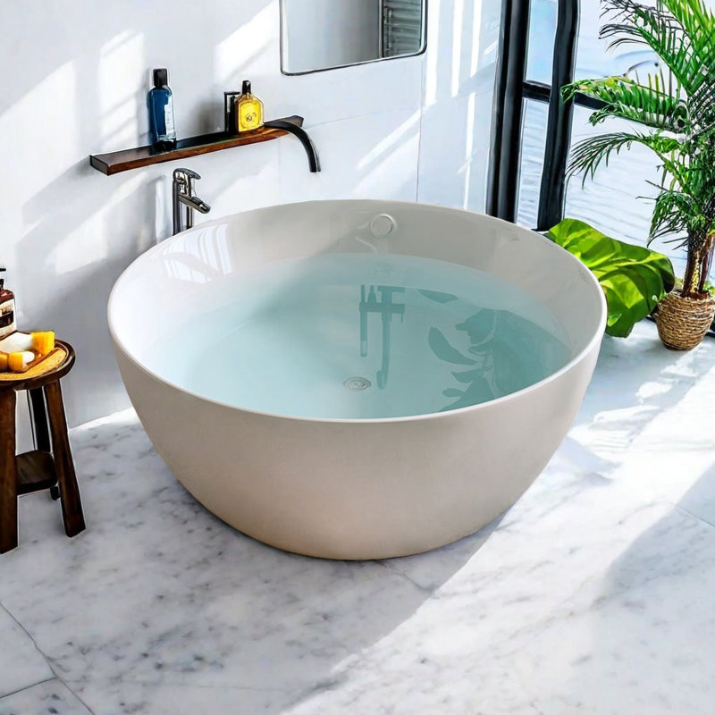 59'' W 25.6'' H Tub & Shower Kit, White