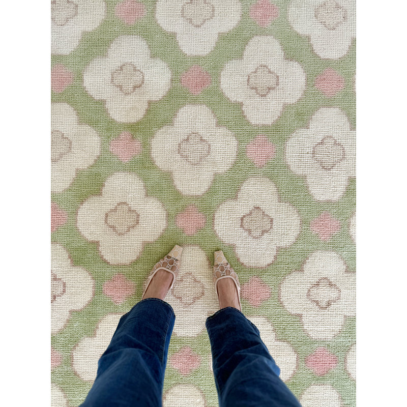 Hand Knotted Wool Floral Area Rug, Square 12'