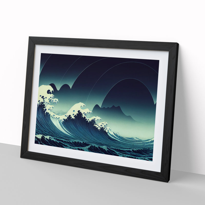 Japanese Wave Art Vol.1 - Single Picture Frame Print, Black Framed, 46cm H x 64cm W x 2cm D