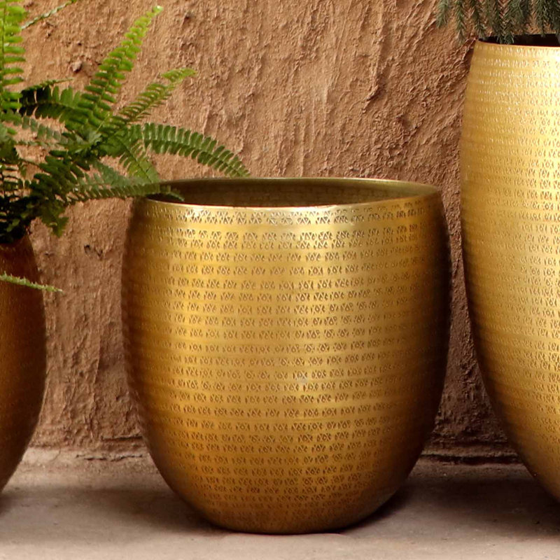Perrone Handmade Metal Pot Planter, 1, 30cm H x 29cm W x 29cm D