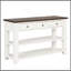 Console en bois de pin massif 48 po, table d'appoint moderne avec 3 tiroirs de rangement et 2 tablettes. Facile à assembler (blanc antique + plateau)-769018337-769018364-769018336