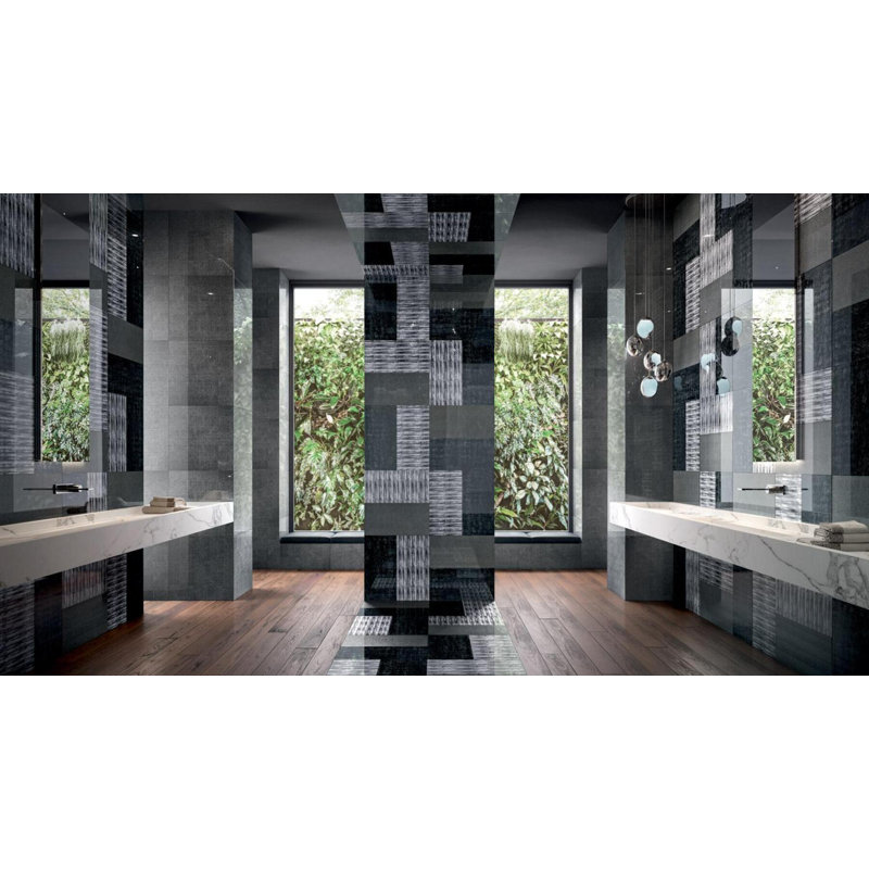 Fuliggine 23.38" x 23.38" Decorated Glass Tile