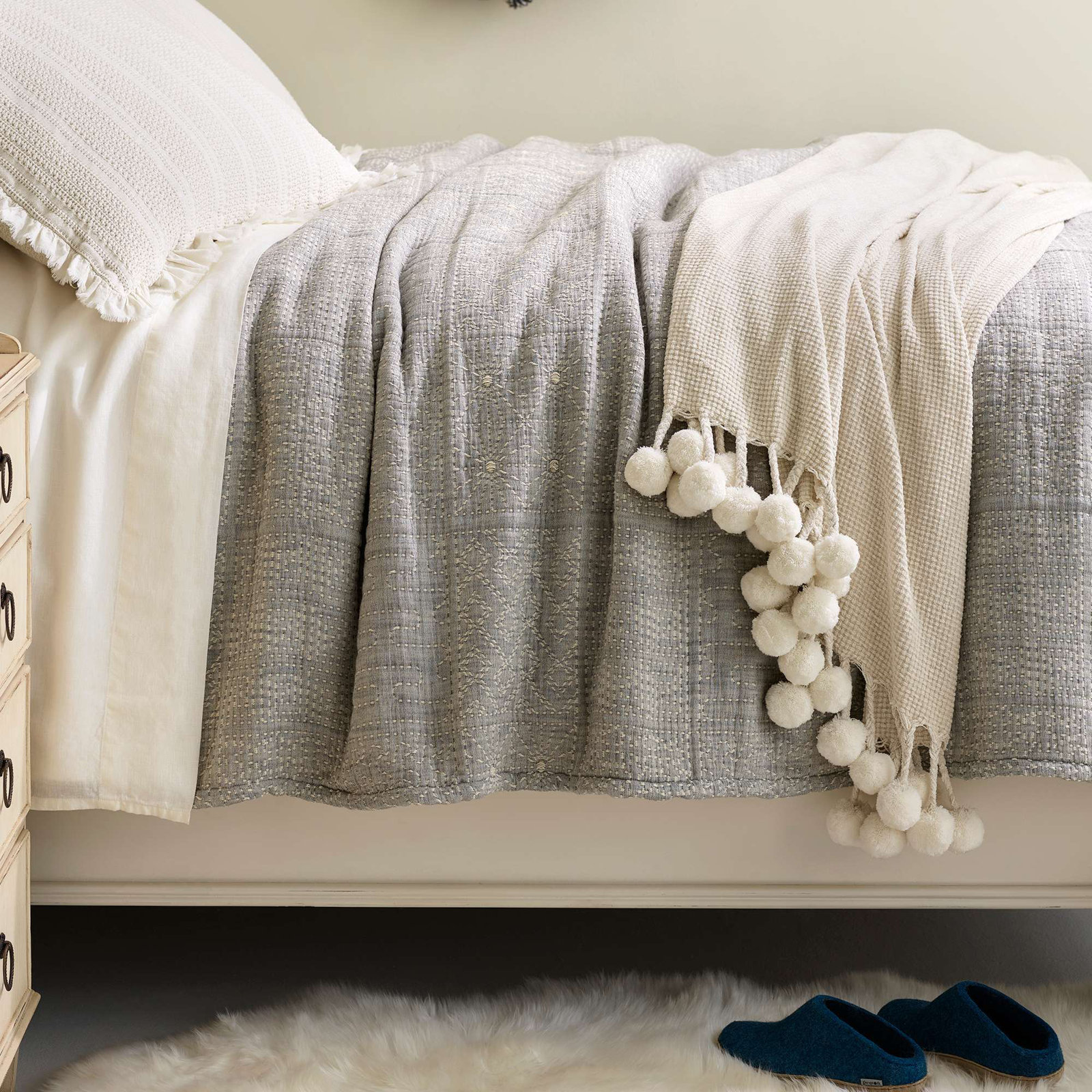 Elsa Grey Matelasse Coverlet, Twin/Twin XL Coverlet
