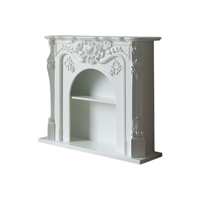 White Solid Wood Freestanding Fireplace