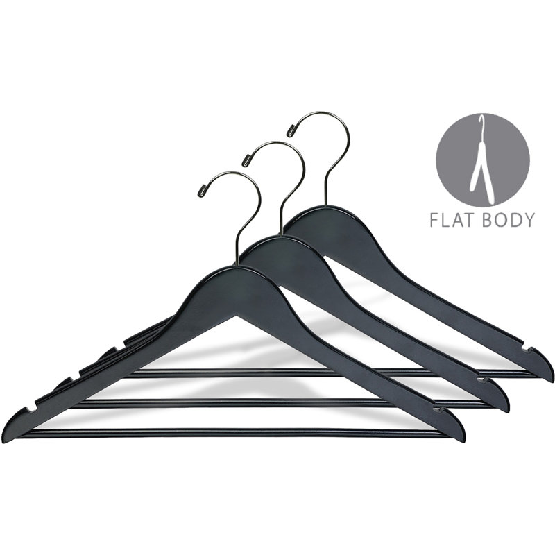 Wood Standard Hanger for Dress/Shirt/Sweater, Black/Chrome