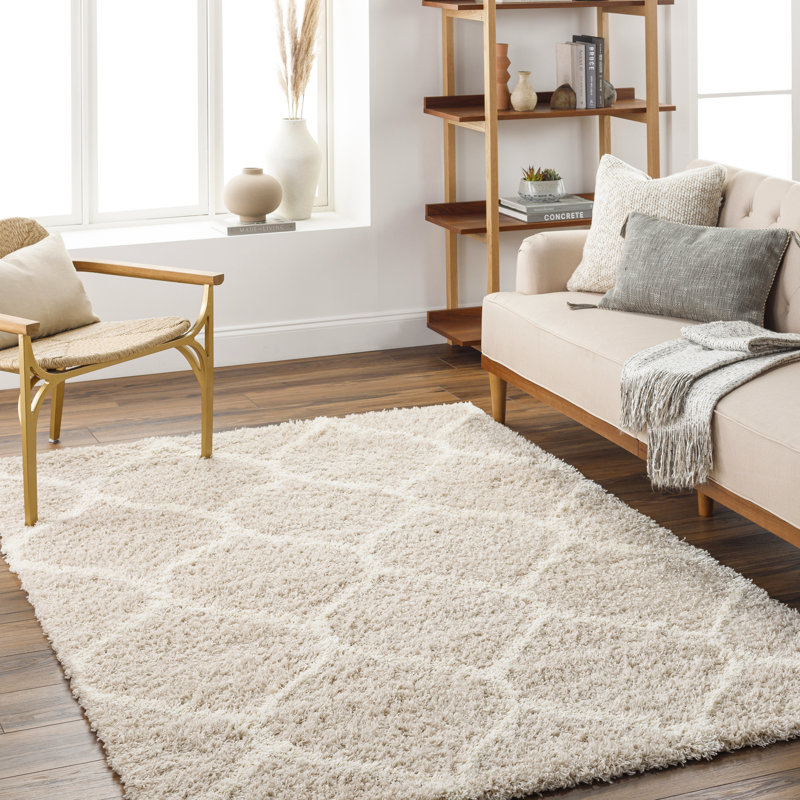 Geometric Shag Area Rug, Rectangle 160 x 221 cm