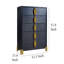 Commode haute 5 tiroirs Theo, poignées verticales dorées, bois noir Theo