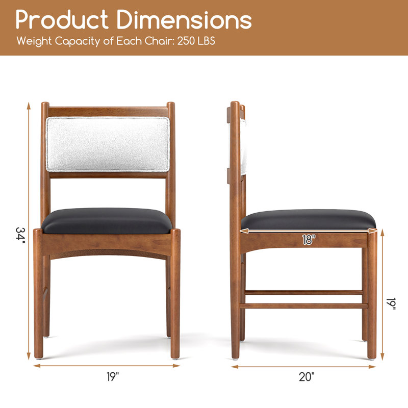Chaise en bois avec siège rembourré en similicuir et structure en bois d'hévéa, 4