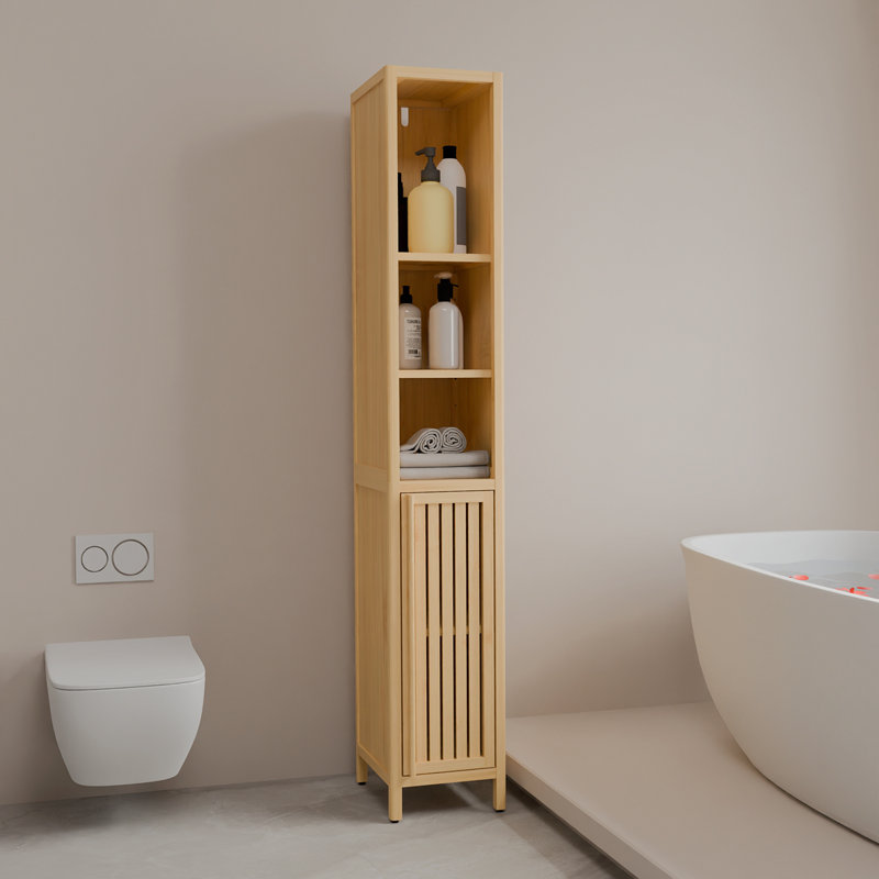 Armoire haute et mince en bambou naturel grande capacité