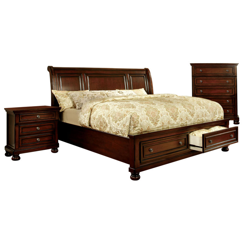 Ensemble de chambre à coucher en bois massif 3 pièces Aad