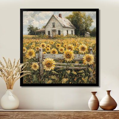 Tournesols par la ferme - décoration murale florale