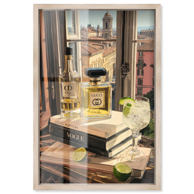 Décoration murale glamour Sights of Italy par la fenêtre Shadowbox par Art Remedy, cadre blond, 16 x 24