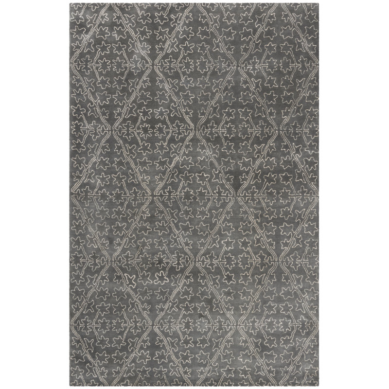 Strolling Garden Martha Stewart Viscos/Wool Rug in Gray, Rectangle 2'6" x 4'3"