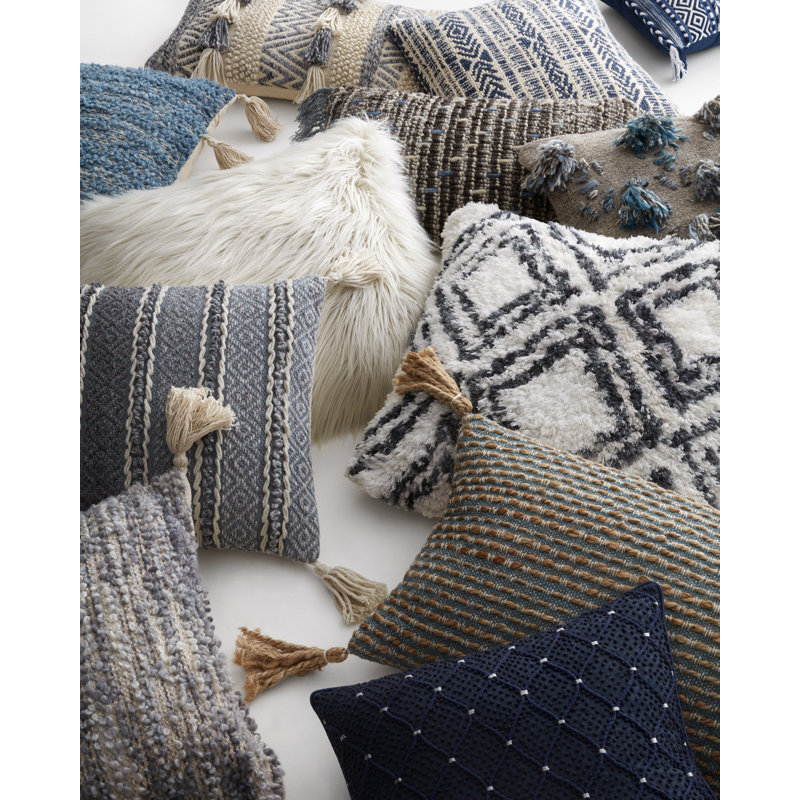 Charcoal and White Geometric Polyester Throw Pillow Set
