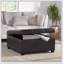 Repose-pieds rectangulaire capitonné en cuir