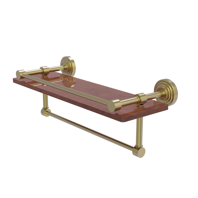 Beresford Bracket Shelf with Towel Bar, Satin Brass, 5" H x 16" W x 5" D