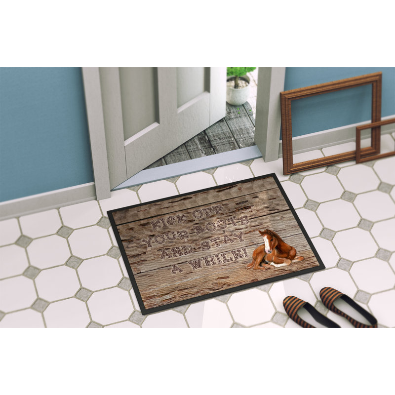 Tapis d’entrée antidérapant d’intérieur antidérapant Stilesville, Rectangle 2 pi x 3 pi
