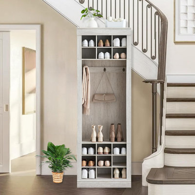 Shoe Cabinet, Entryway Shoe Storage Cabinet With Coat Rack