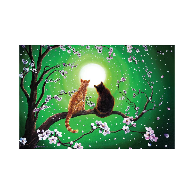 Cats On A Spring Night by Laura Iverson - Wrapped Canvas Painting, 66.04 cm H x 45.72 cm W x 1.91 cm D