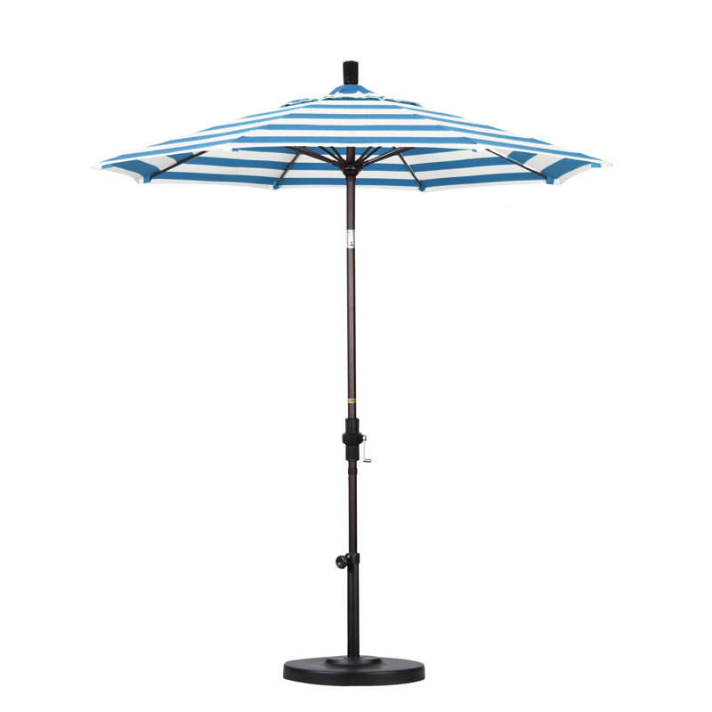 Parasol de marché 7,5 pi Sunbrella, Vert cédrat, Sunbrella® à rayures gris anthracite classiques
