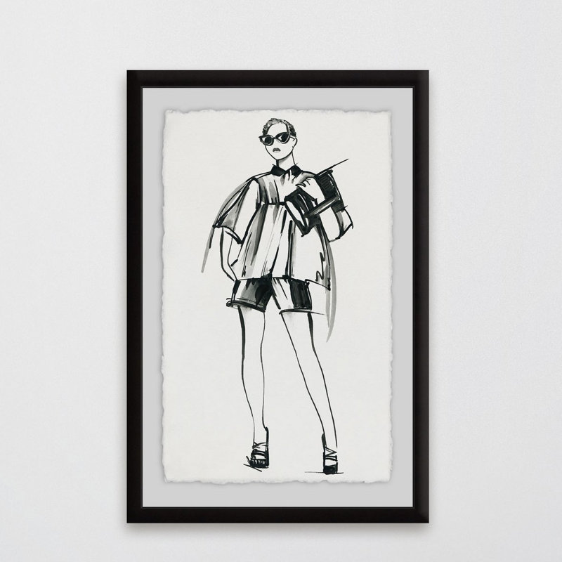 « school chic », reproduction de peinture à l’aquarelle encadrée, H 45 po x l 30 po