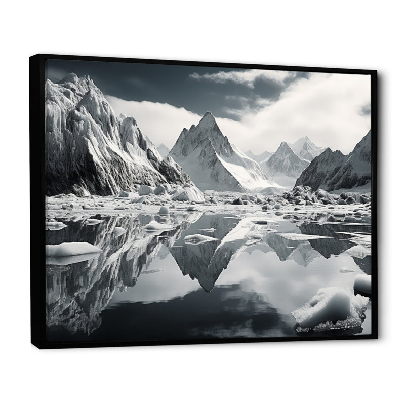 Biagio " Grey Glacier Wonderment ", H 12 po x l 20 po x P 1 po, Cadre flottant noir