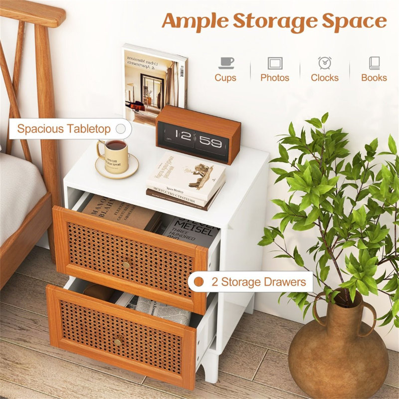 46cm W Manufactured Wood Bedside Table