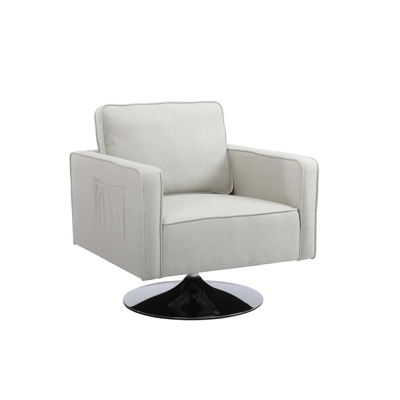 Fauteuil club pivotant 30,5 pouces Deysia, Mélange de coton beige