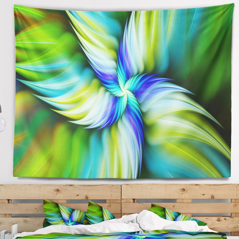 Tapisserie florale à motif d'étoile verte, H 50 po x l 60 po