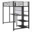 Lit mezzanine avec bureau et tableau blanc, lit mezzanine en métal avec 3 tablettes et échelle-375361525-375361526