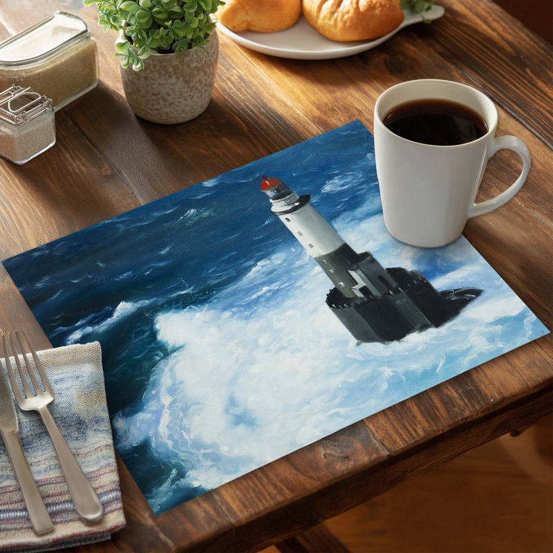 Marine Blue Polyester Placemat | Unleashed Waves Home Decor