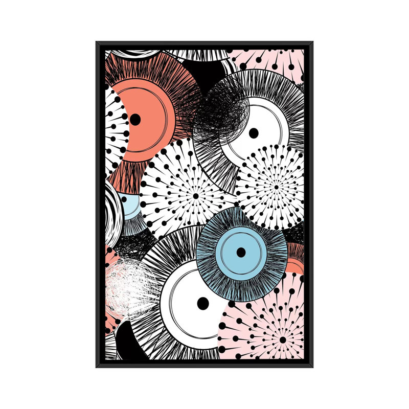 « fleurs et design », impression sur toile, H 26 po x l 18 po x P 1,5 po, Toile avec cadre noir