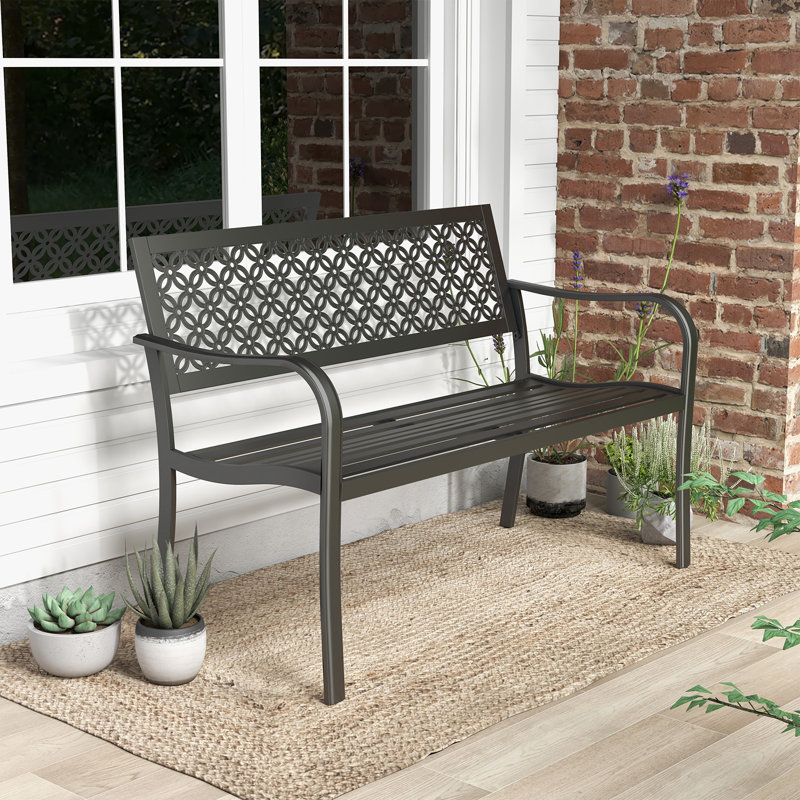 Banc en acier Eveliina, Noir