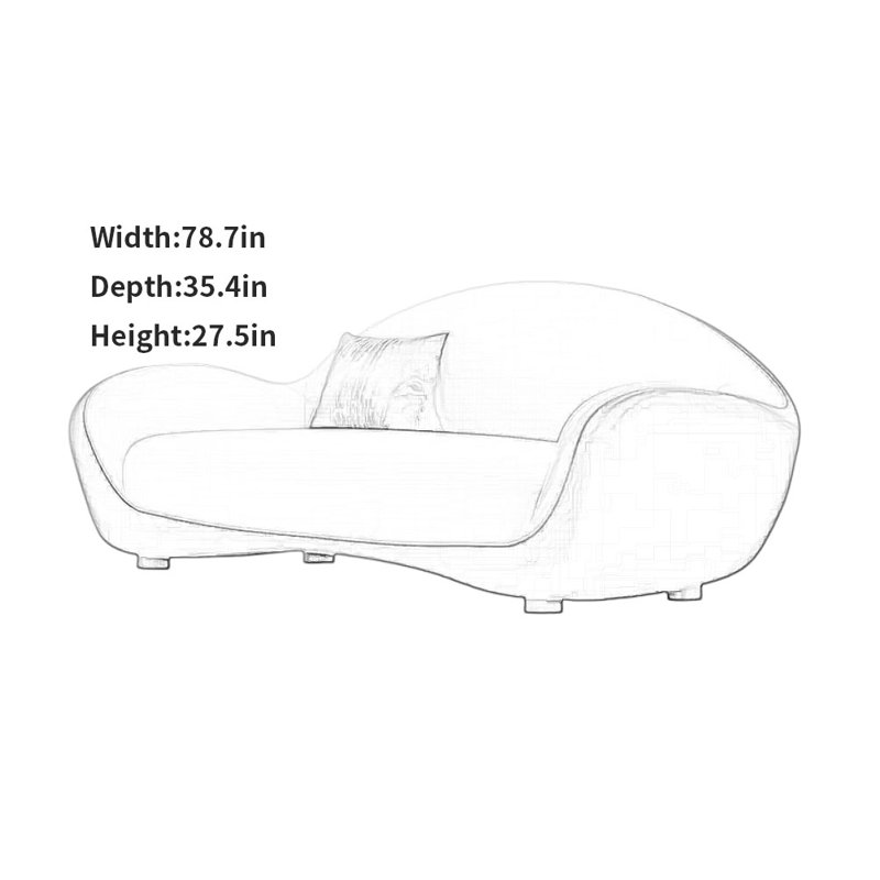 Canapé Creative Creative, Orange, blanc cassé, H 27,5 po x l 78,7 po x P 35,4 po