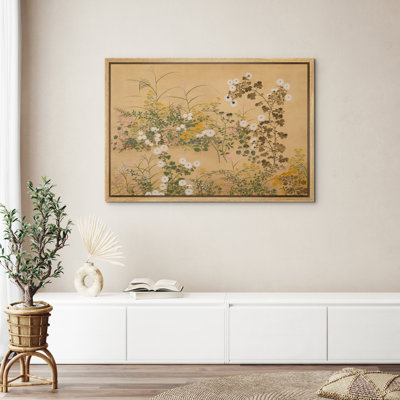 Japanese Wildflower Botanical Garden Framed Canvas Master Bedroom Wall Art Work Print