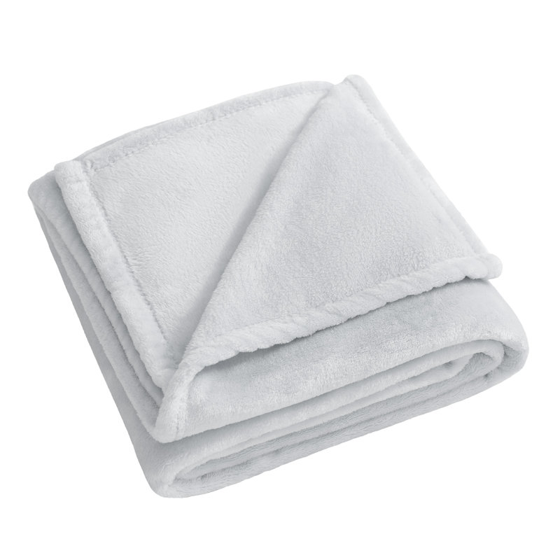 Ultra Soft All-Season Reversible Fleece Blanket - Basics by Wayfair™, Light Gray, Throw