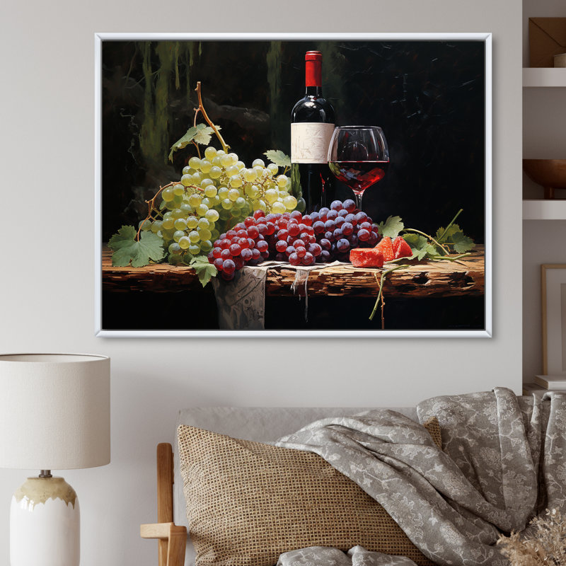 Cabernets Calm II sur toile, Cadre flottant blanc, H 12 po x l 20 po x P 1 po