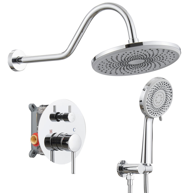 Single Handle 3 Spray Rain Shower Head Round Shower Faucet 2.5 GPM With High Pressure In Polished Chrome (Valve Included)