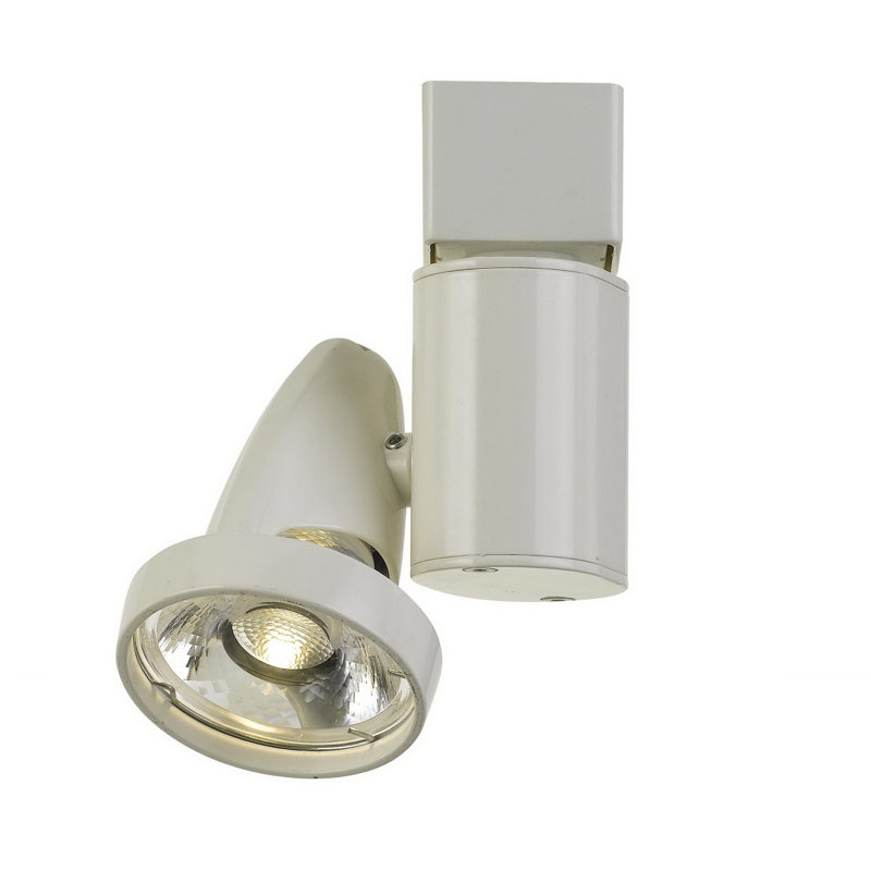 Luminaire sur rail DEL intégré Cal Lighting 10 W à intensité variable, 12 cm (4,7 po) de hauteur, en métal blanc, 700 lumens, 3 300 K, angle de diffusion de 24°.