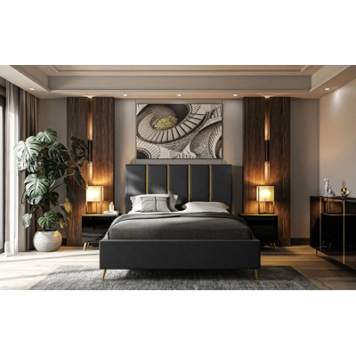 Upholstered Bed Ajhar with Storage