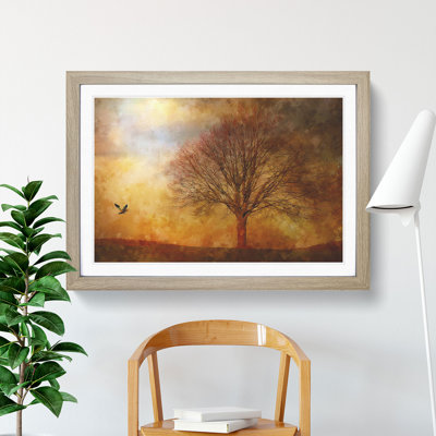 Bird and Tree at Sunset - Picture Frame Painting